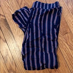 H&M Navy and Red Striped Flowy Pants